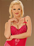 perfect pornstar Martina in nude stockings and crimson corset